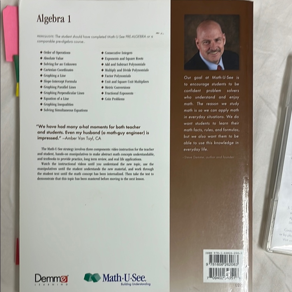 Algebra 1 Instruction Manual with DVDs - Brown & Blue - Picture 4 of 6